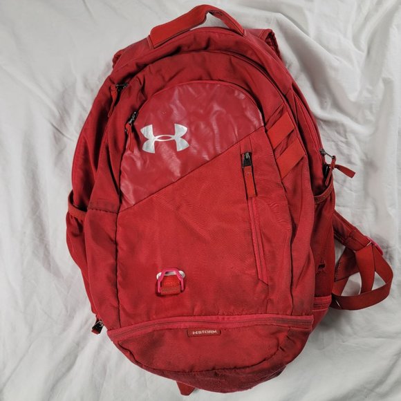 Under Armour Hustle 4.0 Red Backpack Expandable Lightweight Casual Travel - Picture 1 of 13
